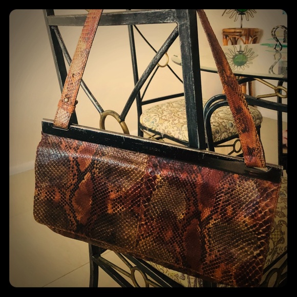 DESIGNER VINTAGE PYTHON PURSE BY VIA SPIGA - Picture 1 of 8